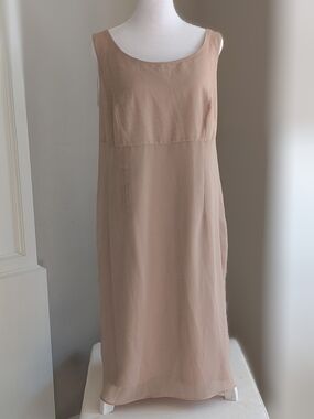 Dana Kay Sleeveless Beige Midi Dress with Subtle Sparkle-Size 14W